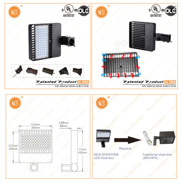 IP65 UL Dlc 80W LED Shoe Box Parking Lot Light